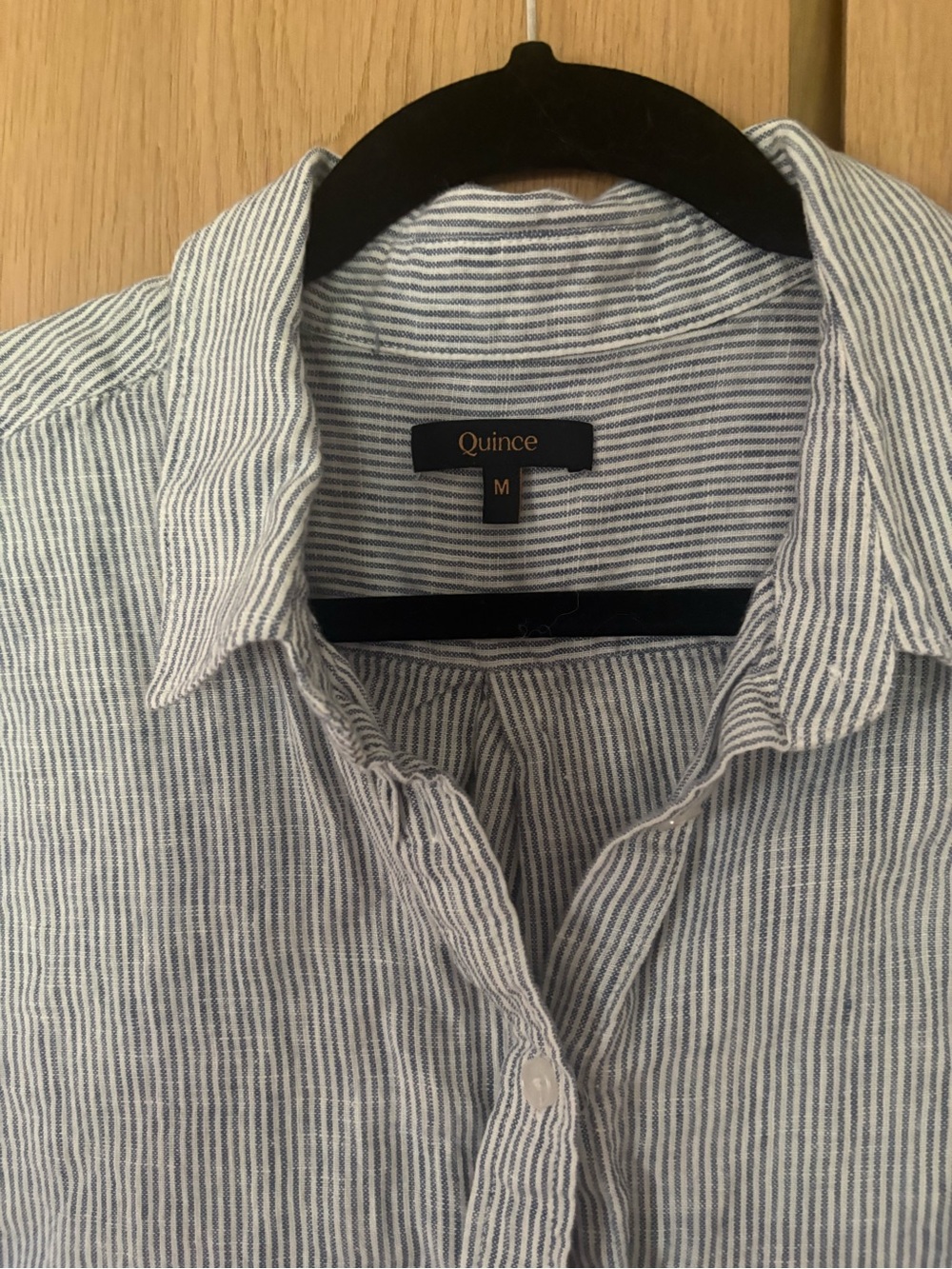 Quince Euro Blue Striped Linen Button-Down Shirt - Picture 3 of 4